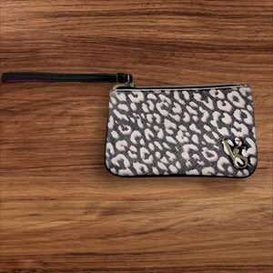 Victoria's Secret Leopard Print Wristlet Clutch Bag Cosmetic Pouch Small